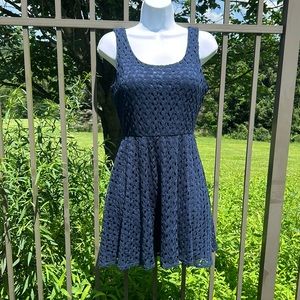 Lily Rose Blue Crochet Lace Fit & Flare Dress Size S